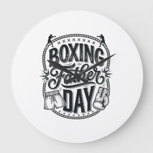 Boxing Vater Tag Vintage Gravur Shirt Design_1 Große Wanduhr