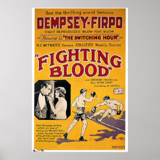 BOXING Vintager JACK DEMPSEY BOX FILM Kämpfen Bloo Poster