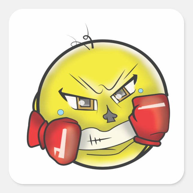 Boxkampf Emoji W/ Handschuhe Quadratischer Aufkleber (Vorderseite)