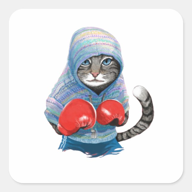 Boxkatze Quadratischer Aufkleber (Vorderseite)