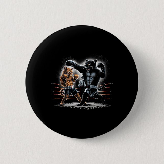 Boxkatzen Kitty Boxing Liebhaber Grafik Design Button (Vorderseite)