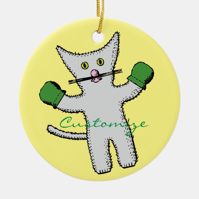 Boxkitten mit Mittens Thunder_Cove Keramik Ornament (Vorne)