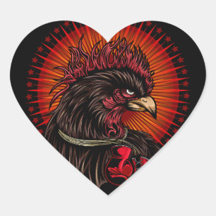 Boxrooster Herz-Aufkleber
