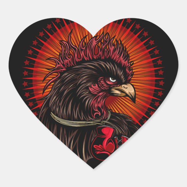 Boxrooster Herz-Aufkleber (Vorderseite)