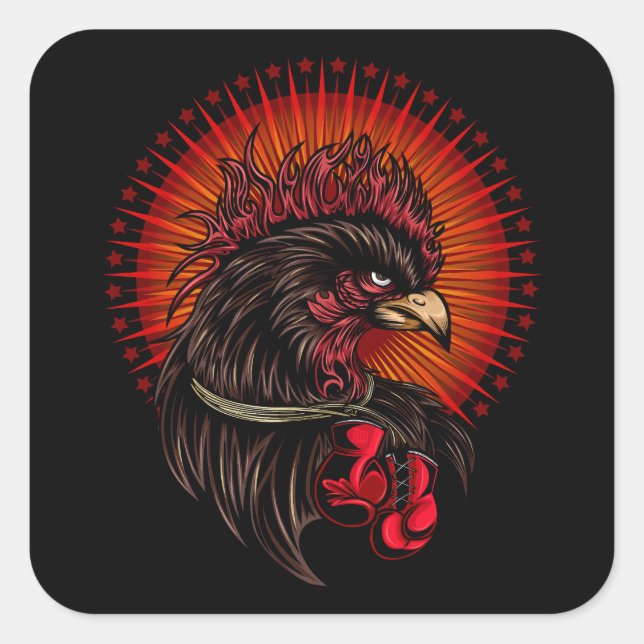 Boxrooster Quadratischer Aufkleber (Vorderseite)