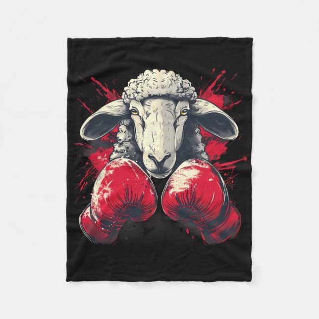 Boxschaf mit Boxhandschuhen Kickboxen Lustig B Fleecedecke (Vorderseite)