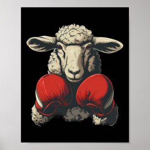 Boxschaf mit Boxhandschuhen Kickboxen Lustig B Poster