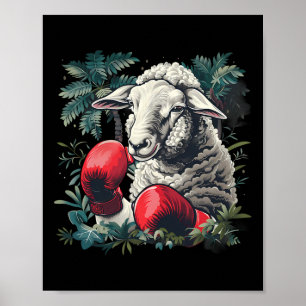 Boxschaf mit Boxhandschuhen Kickboxen Lustig B Poster