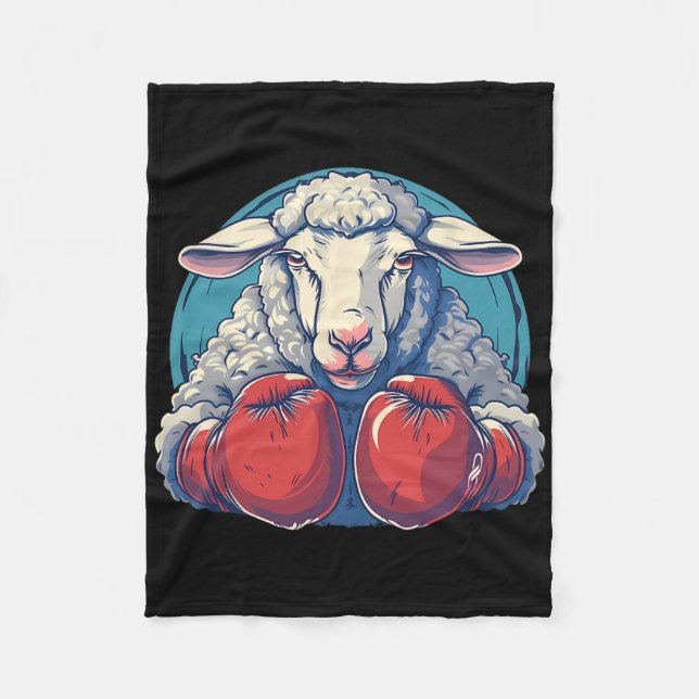 Boxschaf mit Boxhandschuhen Kickboxen Lustiges B Fleecedecke (Vorderseite)