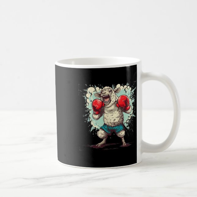 Boxschaf mit Boxhandschuhen Kickboxen Lustiges B Kaffeetasse (Rechts)