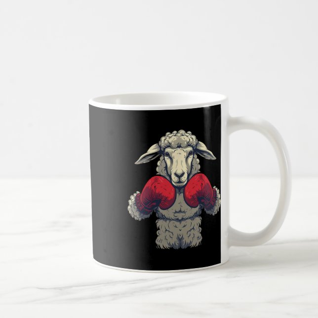 Boxschaf mit Boxhandschuhen Kickboxen Lustiges B Kaffeetasse (Rechts)