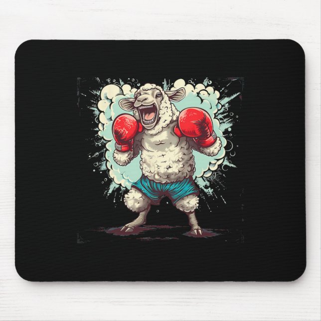 Boxschaf mit Boxhandschuhen Kickboxen Lustiges B Mousepad (Vorne)