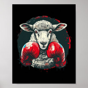 Boxschaf mit Boxhandschuhen Kickboxen Lustiges B Poster