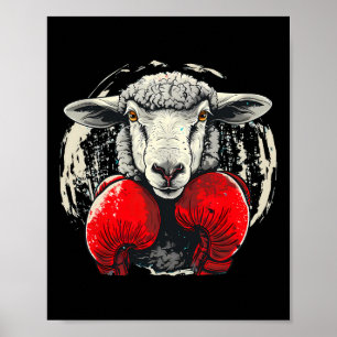 Boxschaf mit Boxhandschuhen Kickboxen Lustiges B Poster