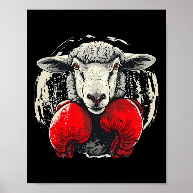 Boxschaf mit Boxhandschuhen Kickboxen Lustiges B Poster (Vorne)