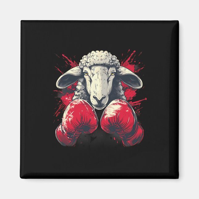 Boxschafe mit Boxhandschuhen Kickboxen Lustiges B Magnet (Vorne)