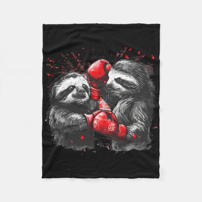 Boxschläger mit Boxhandschuhen Kickboxing Funny B Fleecedecke (Vorderseite)