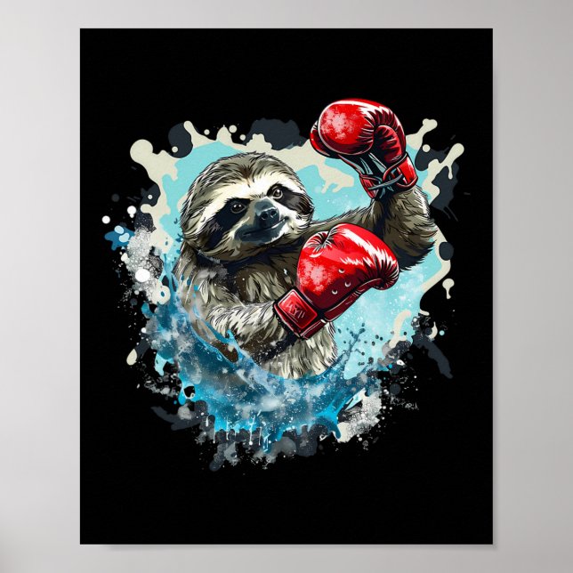 Boxschläger mit Boxhandschuhen Kickboxing Funny B Poster (Vorne)