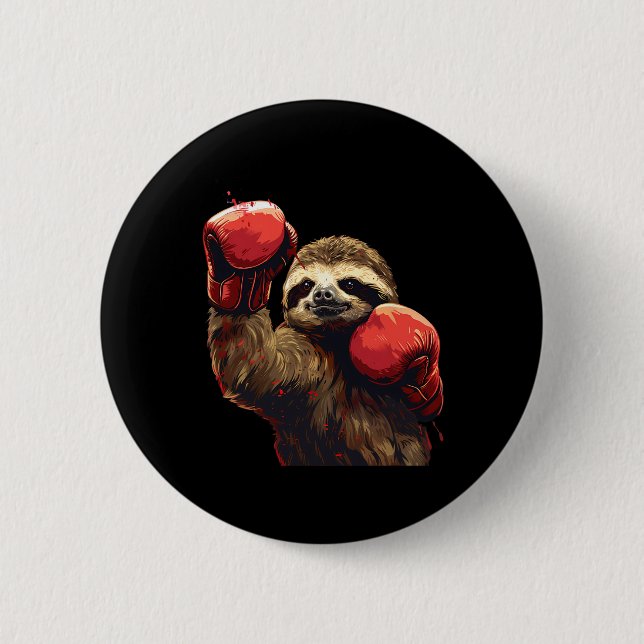 BoxSloth Lover Boxhandschuhe Kickboxing Funny Button (Vorderseite)