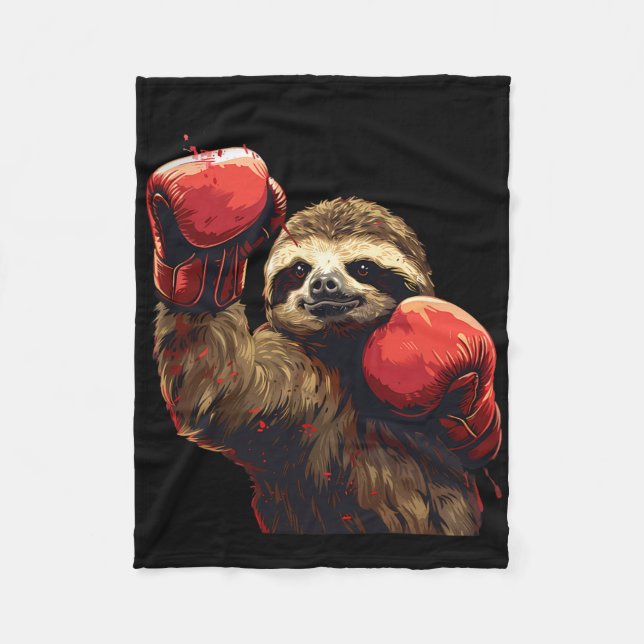 BoxSloth Lover Boxhandschuhe Kickboxing Funny Fleecedecke (Vorderseite)