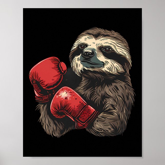 BoxSloth Lover Boxhandschuhe Kickboxing Funny Poster (Vorne)