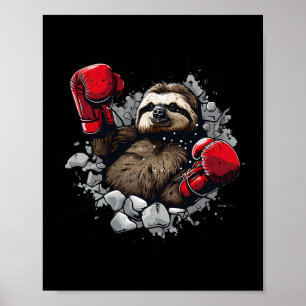 BoxSloth Lover Boxhandschuhe Kickboxing Funny Poster
