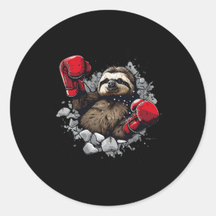 BoxSloth Lover Boxhandschuhe Kickboxing Funny Runder Aufkleber
