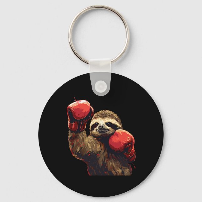 BoxSloth Lover Boxhandschuhe Kickboxing Funny Schlüsselanhänger (Vorderseite)