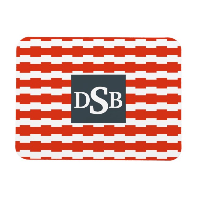 Boxstripe-Monogramm-Muster Magnet (Horizontal)