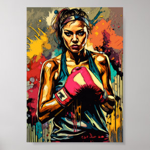 Boxweibchen Portrait "Modern Fighter Martial Arts" Poster