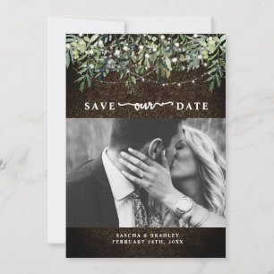 Boxwood Botanical String Lights Foto Wedding Save The Date