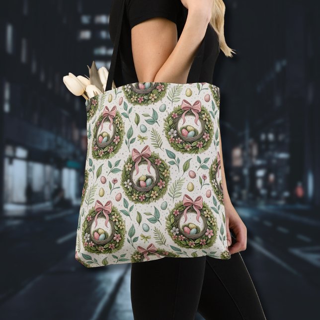 Boxwood Easter Wreath Pink Bow with Egg (Von Creator hochgeladen)