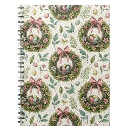 Boxwood Easter Wreath Pink Bow with Egg Notizblock