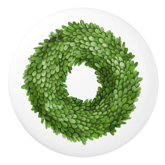 Boxwood Green Kreath Keramikknauf (Vorderseite)