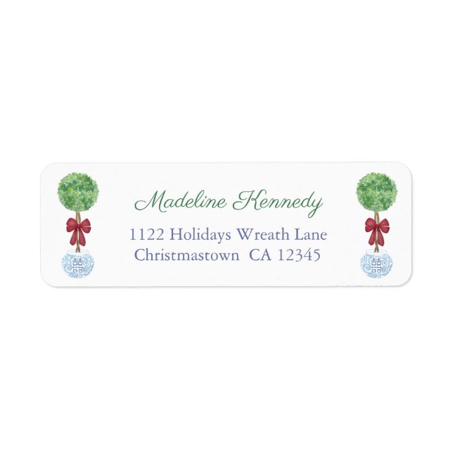 Boxwood Red Bow Rücksendeadresse (Vorne)