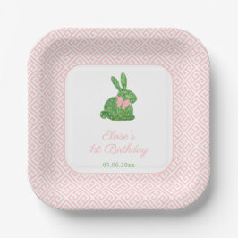 Boxwood Topiary Bunny Baby Girl 1. Geburtstag Part Pappteller