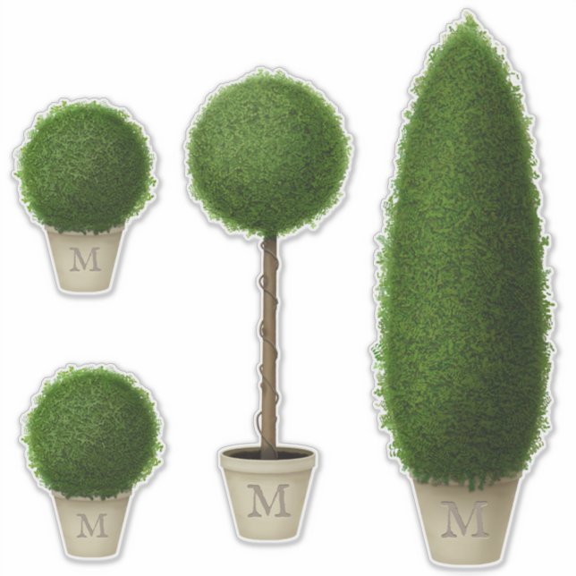 Boxwood Topiary Collection Mit Monogramm oder schr Aufkleber (Vorderseite)