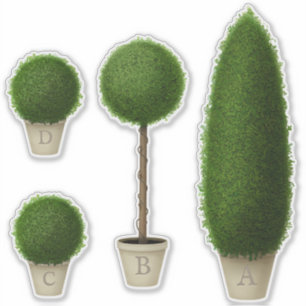 Boxwood Topiary Pflanze Monogram Custom Alphabet Aufkleber