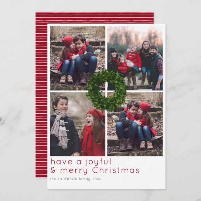 Boxwood Wreath 4 Grid Weihnachtsfeiertag Feiertagskarte (Vorne/Hinten)