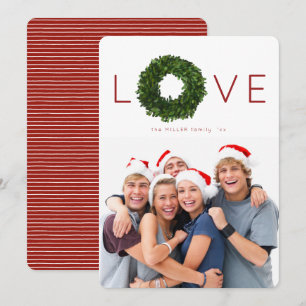 Boxwood Wreath Christmas Holiday Flat Card Einladung