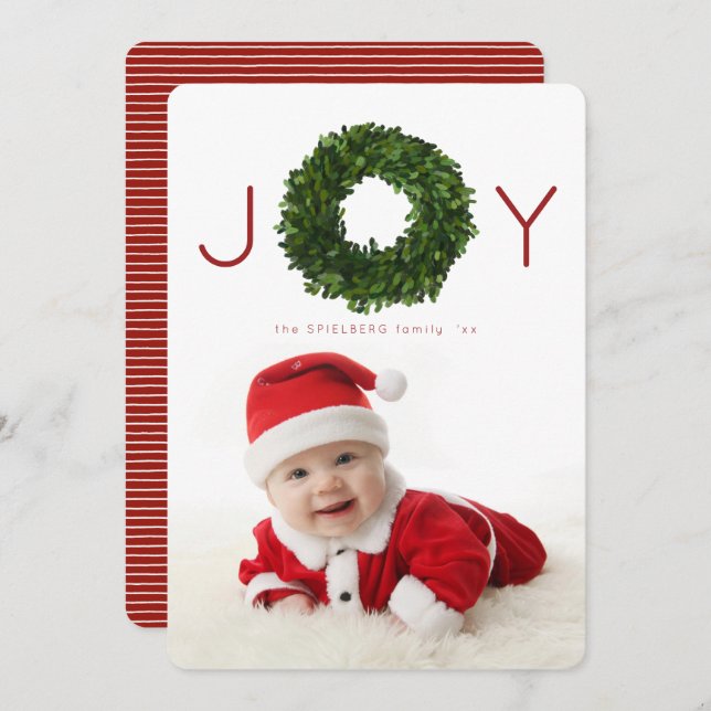 Boxwood Wreath Christmas Holiday Flat Card Einladung (Vorne/Hinten)