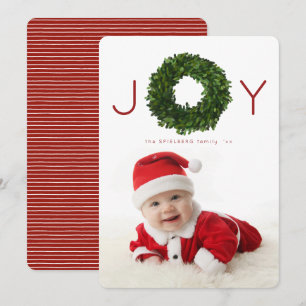 Boxwood Wreath Christmas Holiday Flat Card Einladung