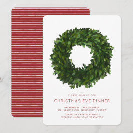 Boxwood Wreath Christmas Holiday Party Einladung
