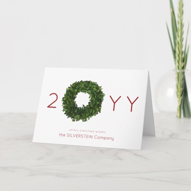 Boxwood Wreath Weihnachtsfeiertag Unternehmen gekl Einladung (Vorderseite)