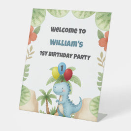 Boy 1st Birthday Dinosaur One A Saurus Party Sign Sockelschild