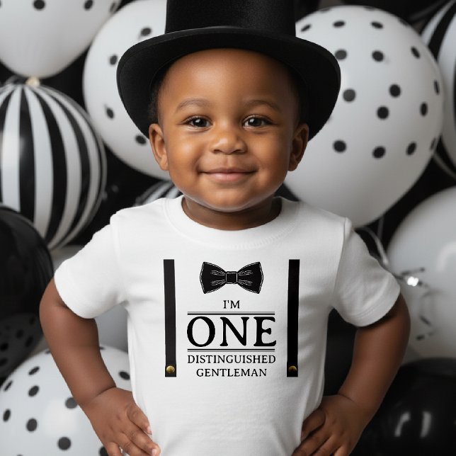 Boy 1st Birthday One Distinguished Gentleman Baby T-shirt (Boy 1st Birthday One Distinguished Gentleman Baby T-Shirt
)