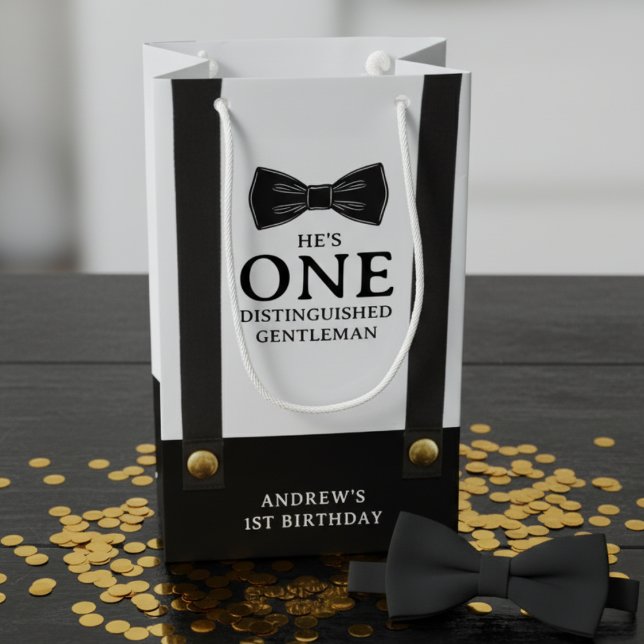 Boy 1st Birthday One Distinguished Gentleman Kleine Geschenktüte (Boy 1st Birthday One Distinguished Gentleman Small Gift Bag
)