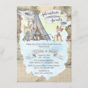 Boy Adventure erwartet Travel Map Kinderdusche Einladung