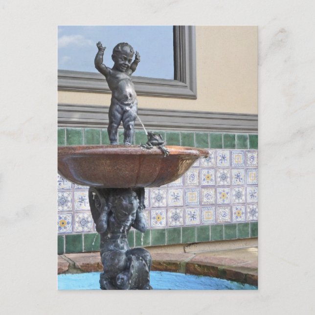Boy and Frog Fountain von Raffaello Romanelli Postkarte (Vorderseite)