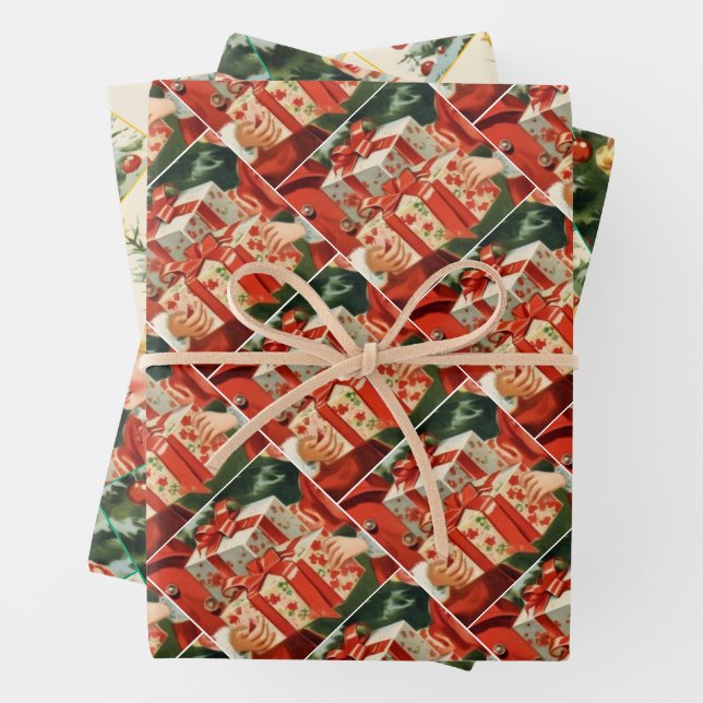 Boy and girl giving each other Christmas presents Geschenkpapier Set (Beispiel)